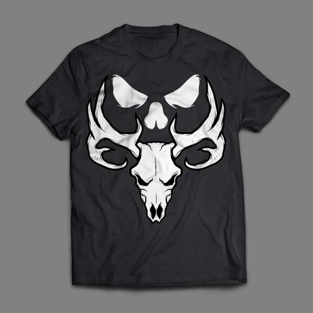 Gray deer head tshirt